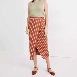 Madewell Linen-Cotton Overlay Skirt in Stripe
